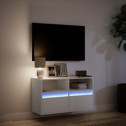 Tv-wandmeubel met LED-verlichting 80x31x45 cm wit