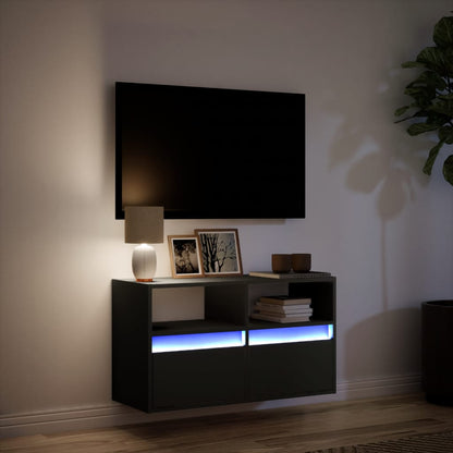 Tv-wandmeubel met LED-verlichting 80x31x45 cm zwart