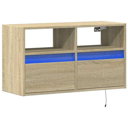 Tv-wandmeubel met LED-verlichting 80x31x45 cm sonoma eikenkleur