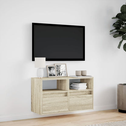 Tv-wandmeubel met LED-verlichting 80x31x45 cm sonoma eikenkleur