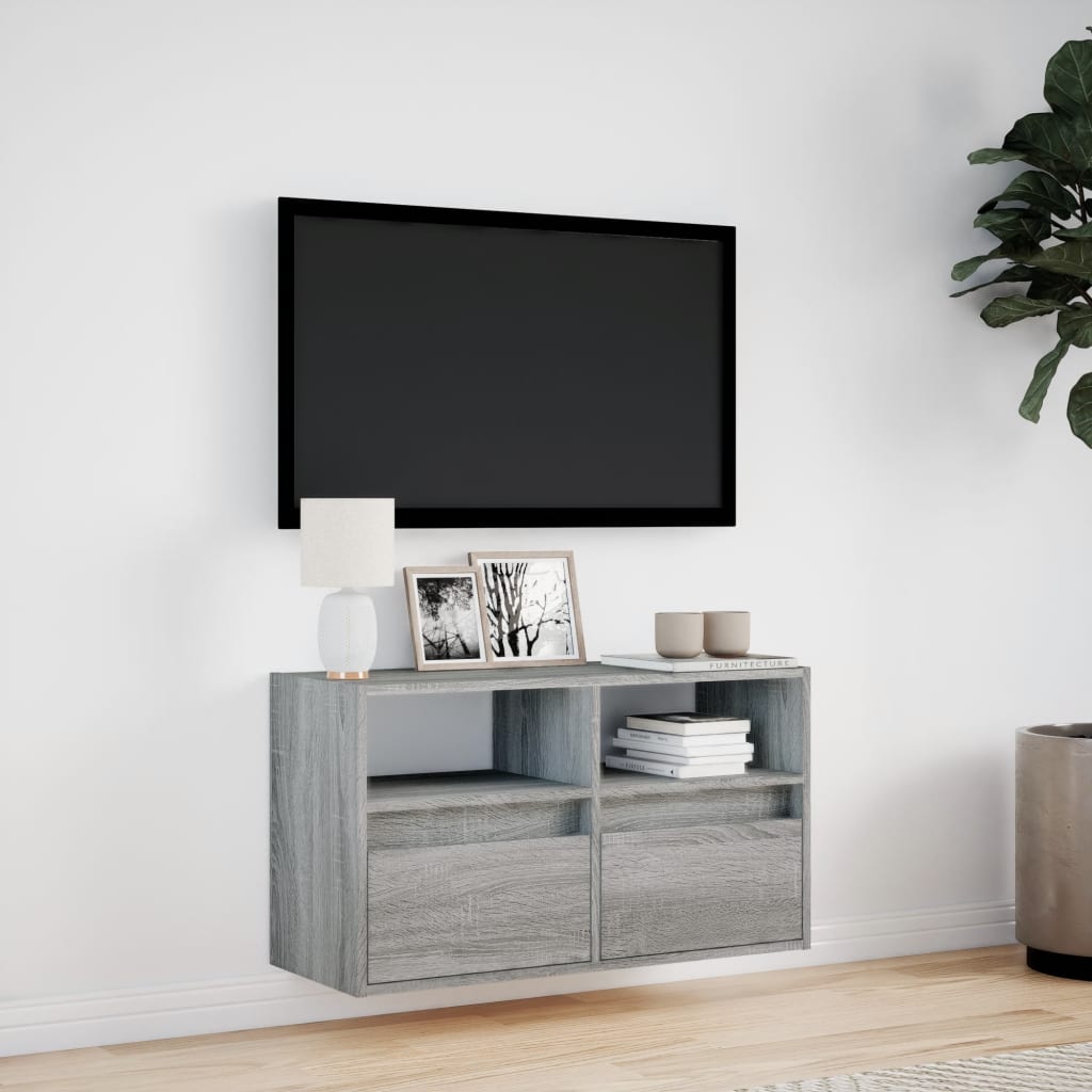 Tv-wandmeubel met LED 80x31x45 cm grijs sonoma eikenkleurig