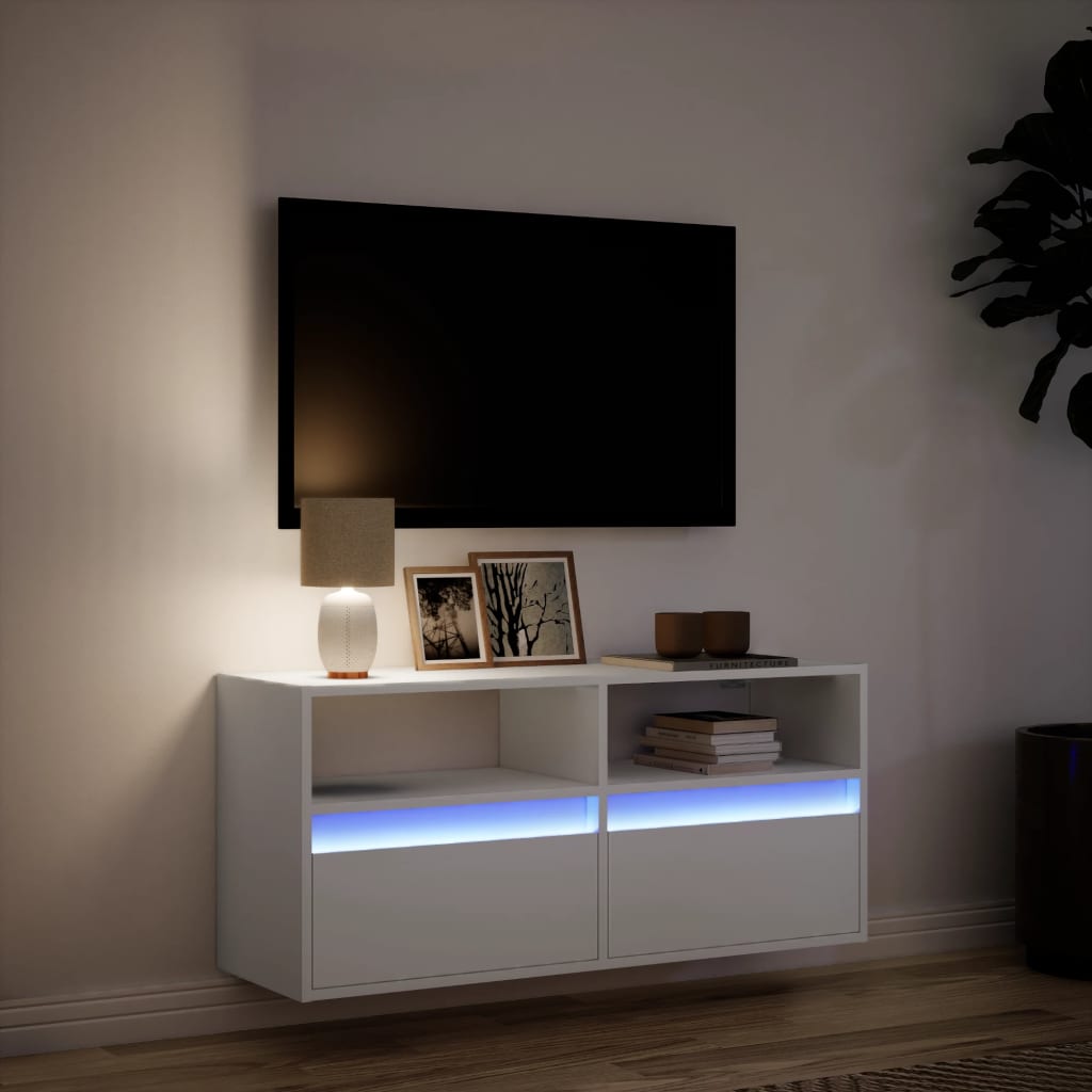 Tv-wandmeubel met LED-verlichting 100x31x45 cm wit