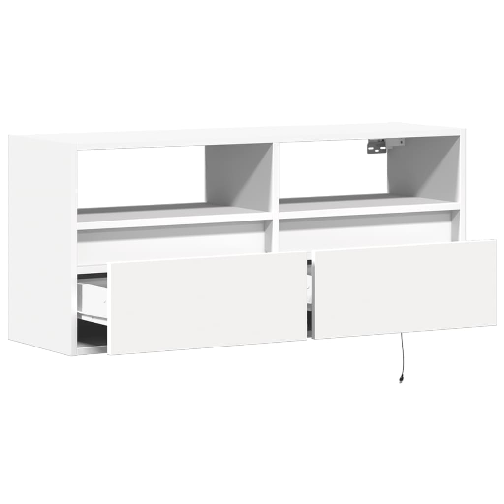 Tv-wandmeubel met LED-verlichting 100x31x45 cm wit