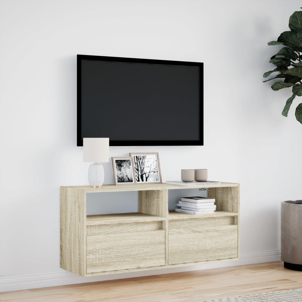 Tv-wandmeubel met LED-verlichting 100x31x45 cm sonoma eiken