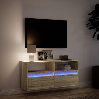 Tv-wandmeubel met LED-verlichting 100x31x45 cm sonoma eiken