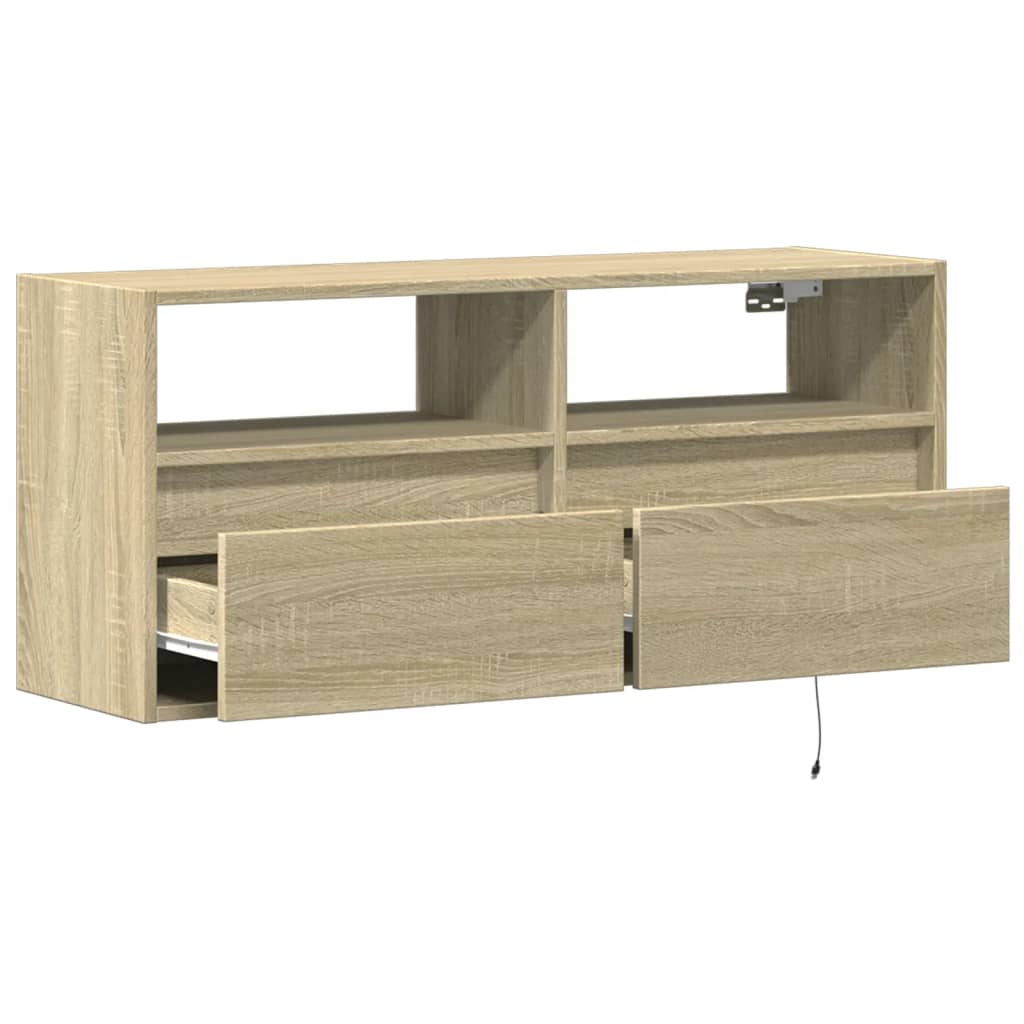 Tv-wandmeubel met LED-verlichting 100x31x45 cm sonoma eiken