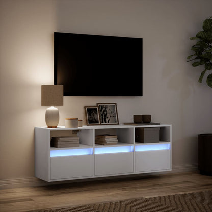 Tv-wandmeubel met LED-verlichting 130x31x45 cm wit