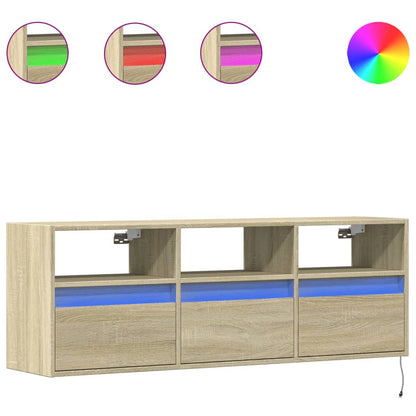 Tv-wandmeubel met LED-verlichting 130x31x45 cm sonoma eiken