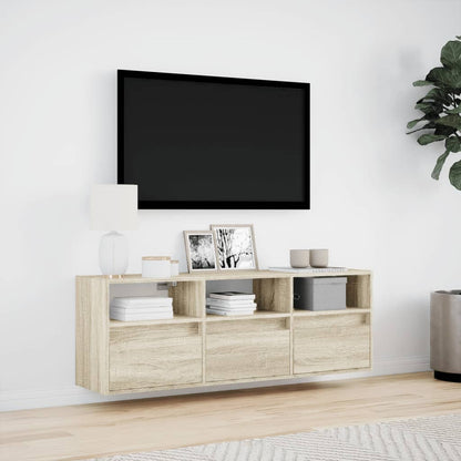 Tv-wandmeubel met LED-verlichting 130x31x45 cm sonoma eiken