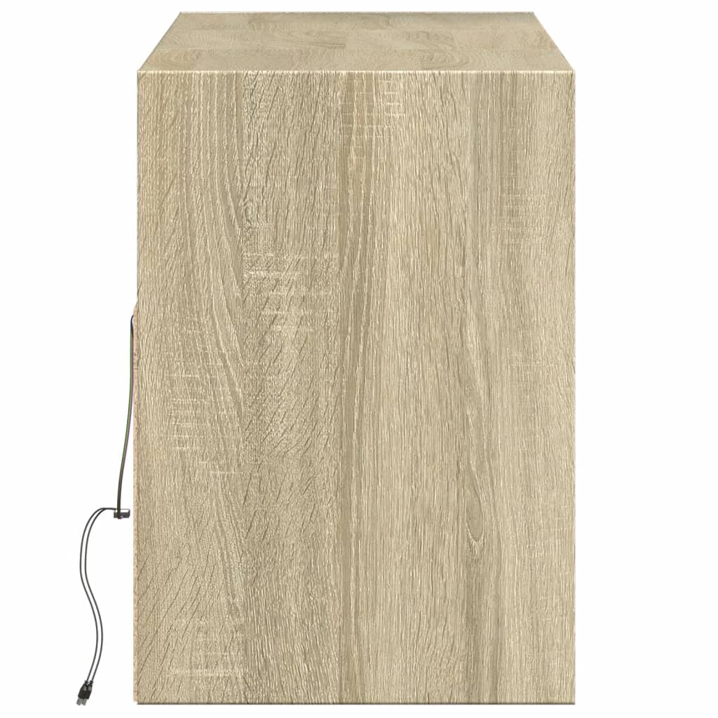 Tv-wandmeubel met LED-verlichting 130x31x45 cm sonoma eiken