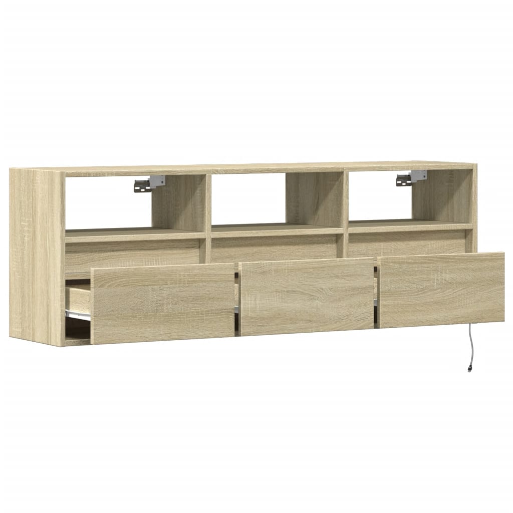 Tv-wandmeubel met LED-verlichting 130x31x45 cm sonoma eiken