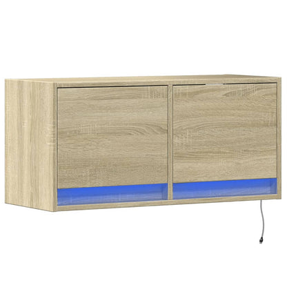 Tv-wandmeubel met LED-verlichting 80x31x35 cm sonoma eikenkleur