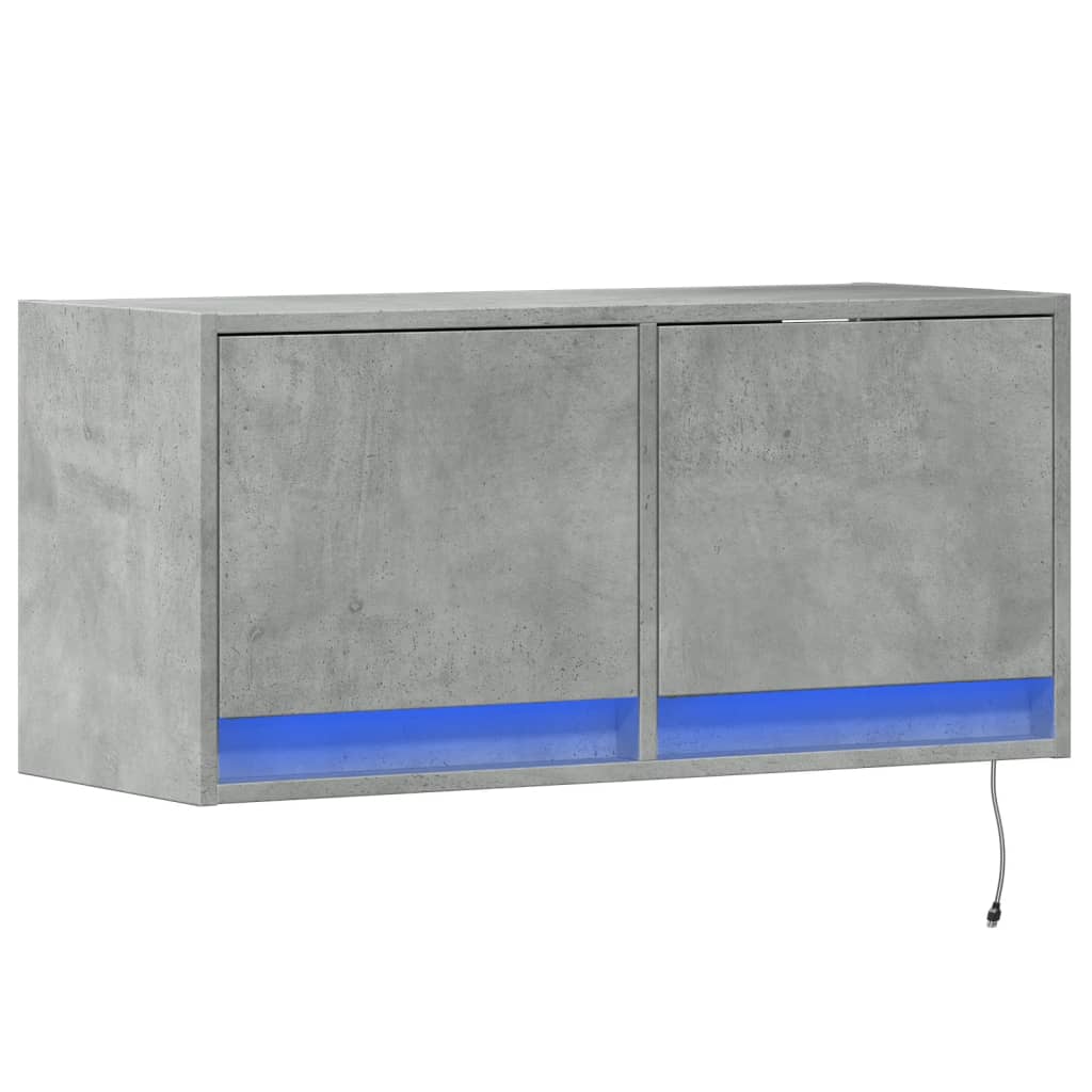 Tv-wandmeubel met LED-verlichting 80x31x35 cm betongrijs