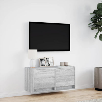 Tv-wandmeubel met LED 80x31x35 cm grijs sonoma eikenkleurig