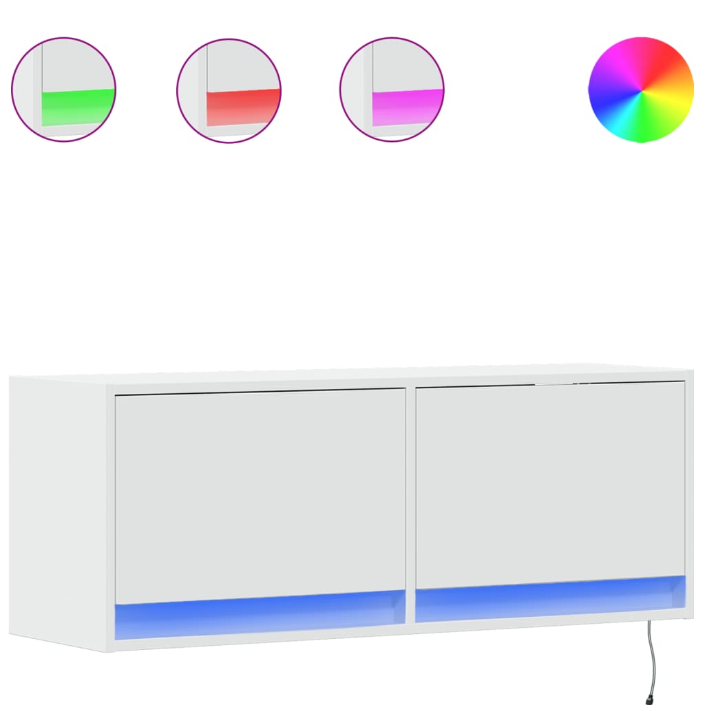 Tv-wandmeubel met LED-verlichting 100x31x35 cm wit