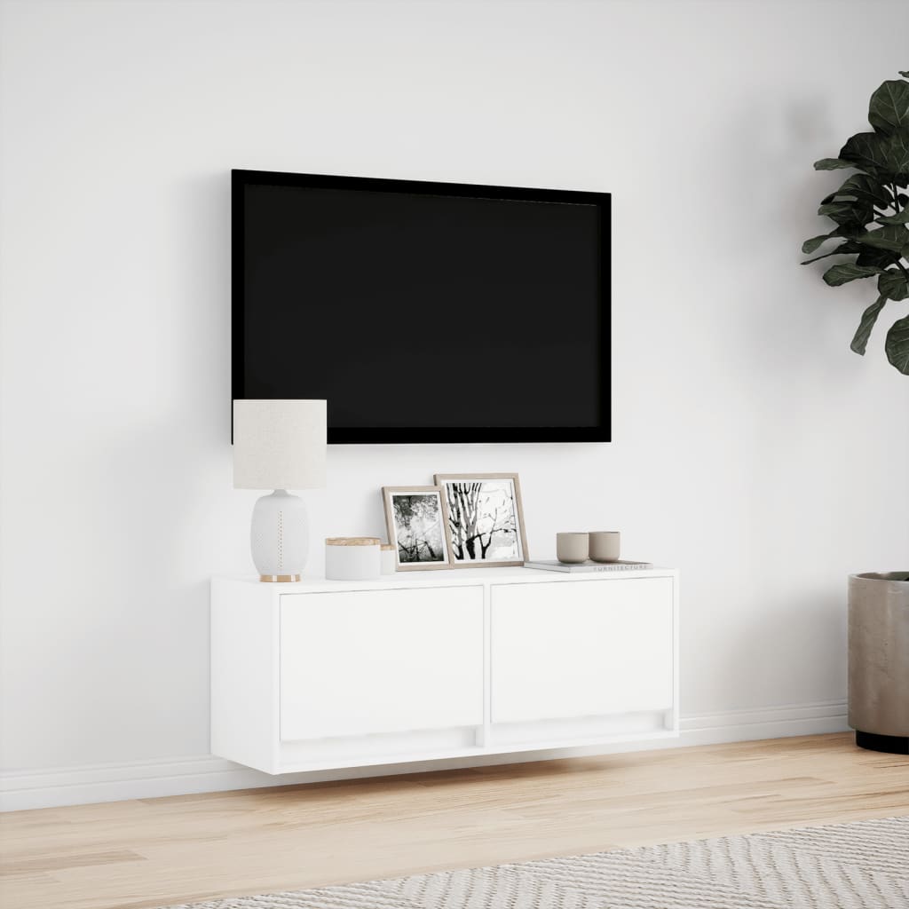 Tv-wandmeubel met LED-verlichting 100x31x35 cm wit