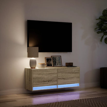 Tv-wandmeubel met LED-verlichting 100x31x35 cm sonoma eiken