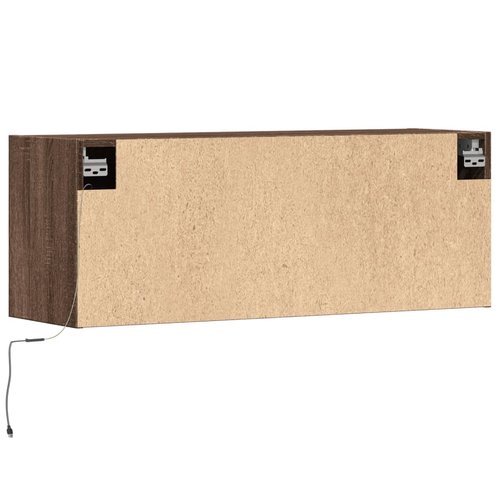 Tv-wandmeubel met LED-verlichting 100x31x35 cm bruin eikenkleur