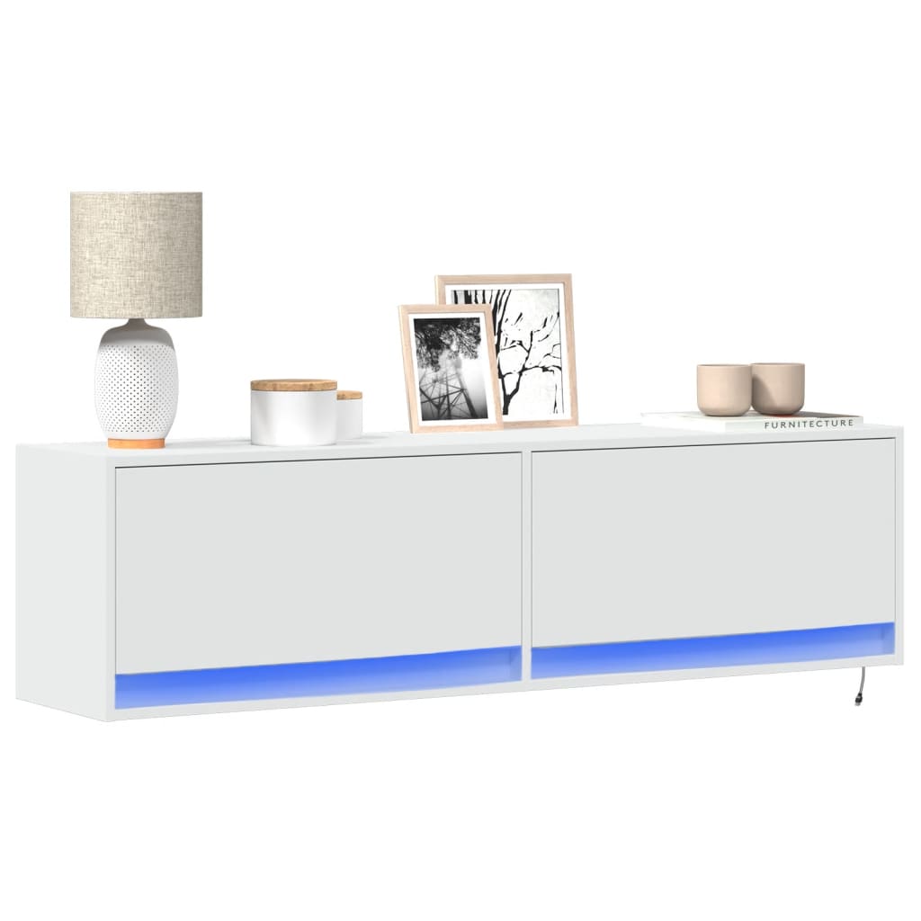 Tv-wandmeubel met LED-verlichting 140x31x38 cm wit