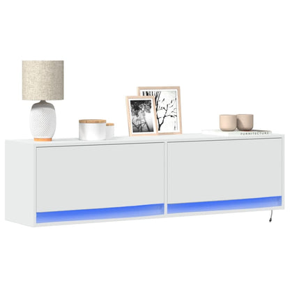 Tv-wandmeubel met LED-verlichting 140x31x38 cm wit