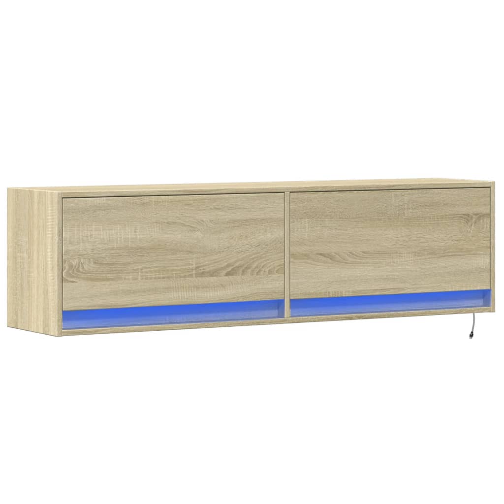 Tv-wandmeubel met LED-verlichting 140x31x38 cm sonoma eiken