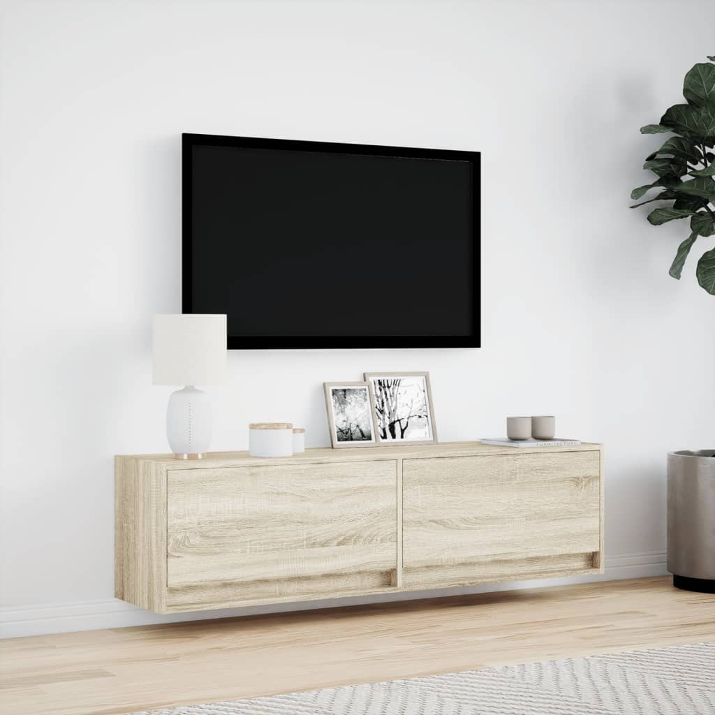 Tv-wandmeubel met LED-verlichting 140x31x38 cm sonoma eiken