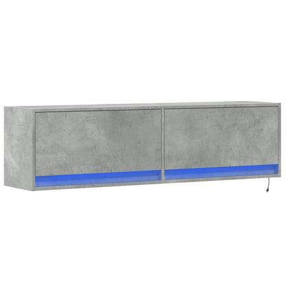 Tv-wandmeubel met LED-verlichting 140x31x38 cm betongrijs