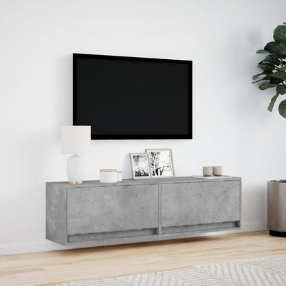 Tv-wandmeubel met LED-verlichting 140x31x38 cm betongrijs