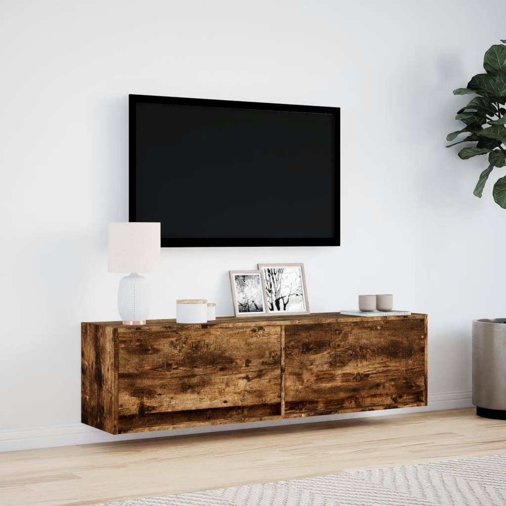 Tv-wandmeubel met LED-verlichting 140x31x38 cm gerookt eiken