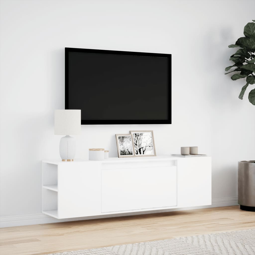 Tv-wandmeubel met LED-verlichting 135x31x39,5 cm wit