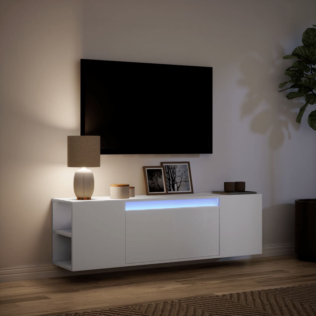 Tv-wandmeubel met LED-verlichting 135x31x39,5 cm wit