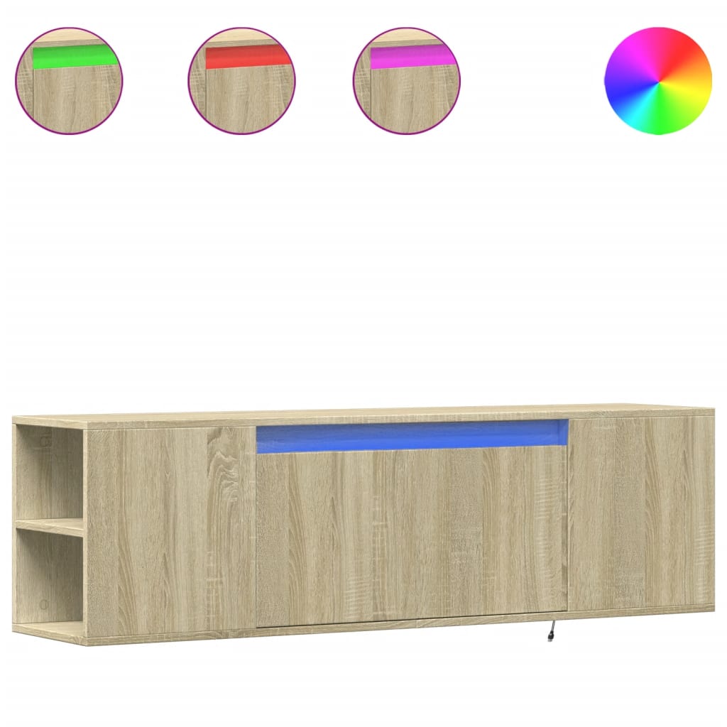 Tv-wandmeubel met LED-verlichting 135x31x39,5 cm sonoma eiken