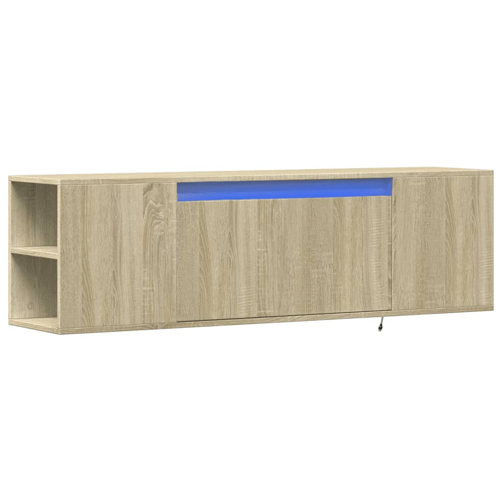 Tv-wandmeubel met LED-verlichting 135x31x39,5 cm sonoma eiken