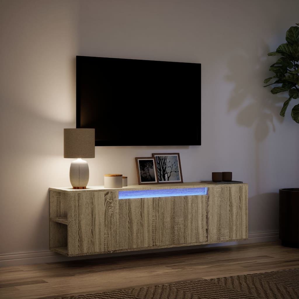 Tv-wandmeubel met LED-verlichting 135x31x39,5 cm sonoma eiken