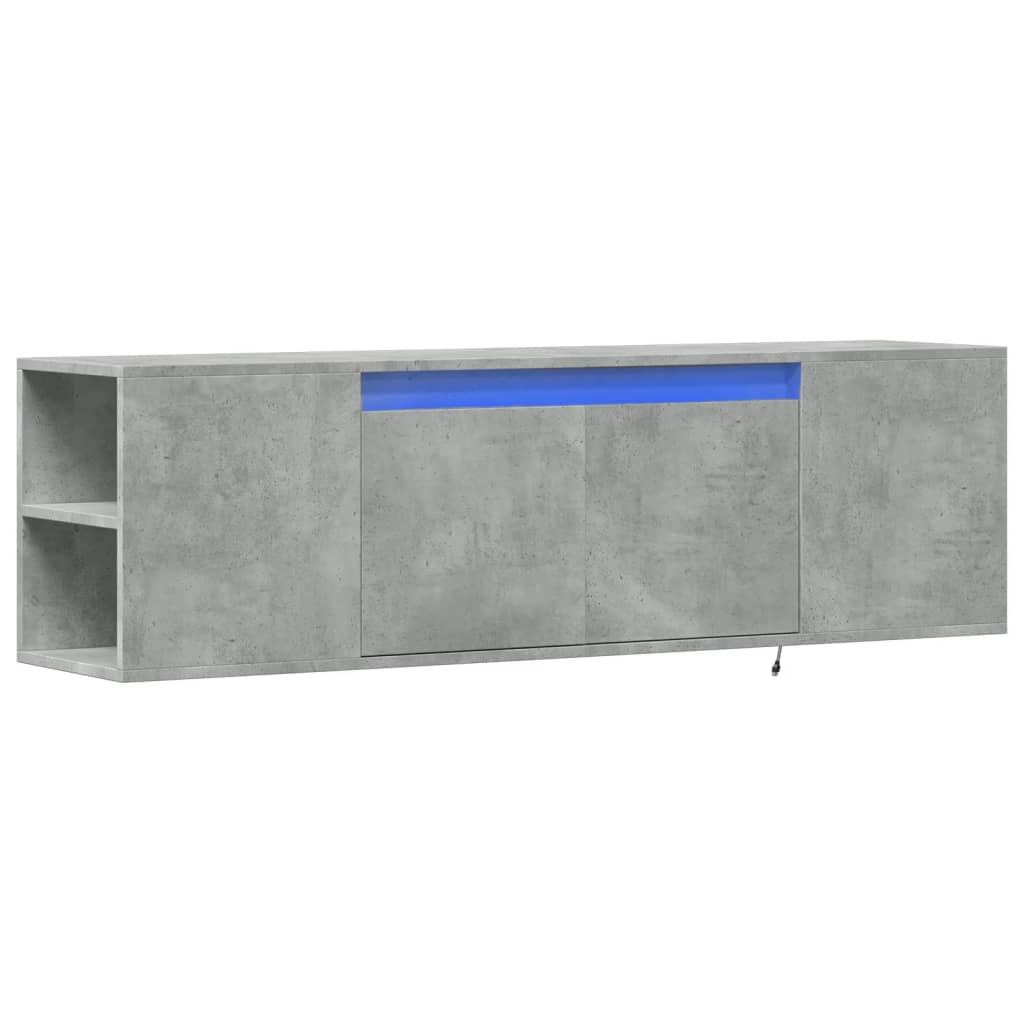 Tv-wandmeubel met LED-verlichting 135x31x39,5 cm betongrijs