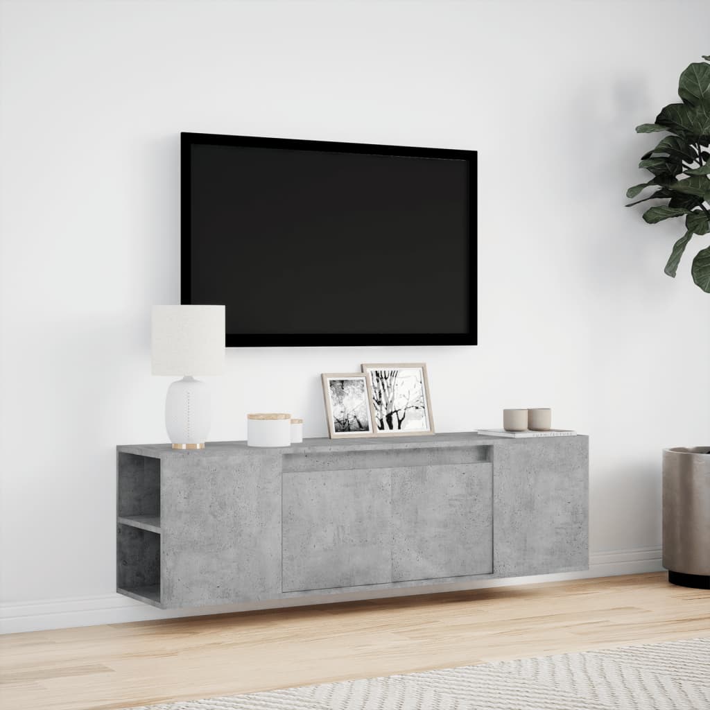 Tv-wandmeubel met LED-verlichting 135x31x39,5 cm betongrijs