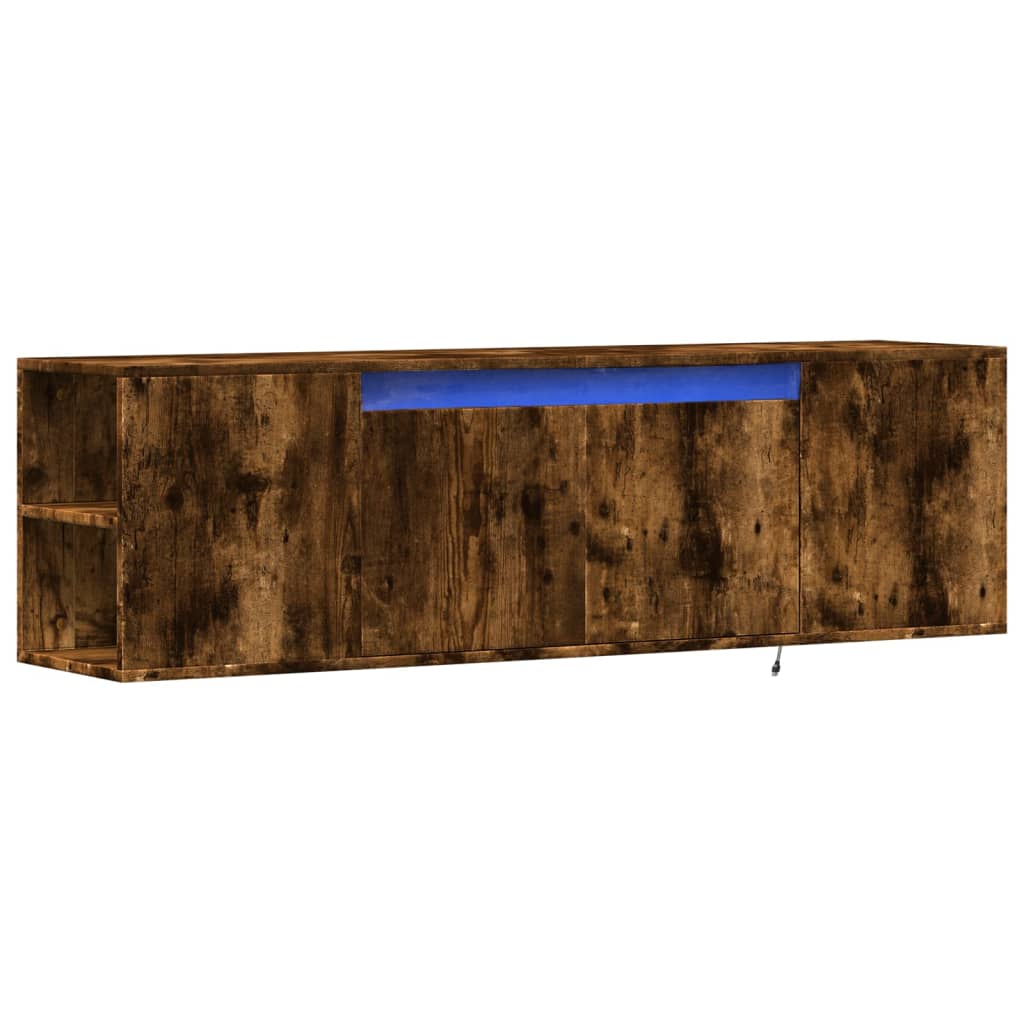 Tv-wandmeubel met LED-verlichting 135x31x39,5 cm gerookt eiken