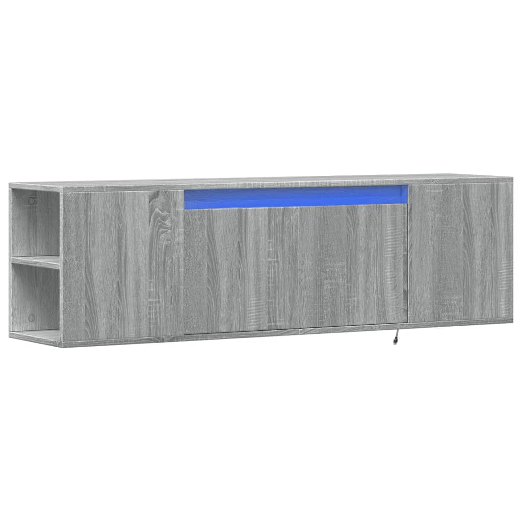 Tv-wandmeubel met LED-verlichting 135x31x39,5 cm grijs sonoma