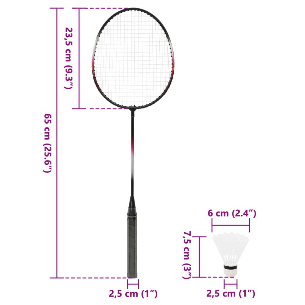 Badmintonset met 2 rackets, net en opbergkoffer 292x30x152 cm