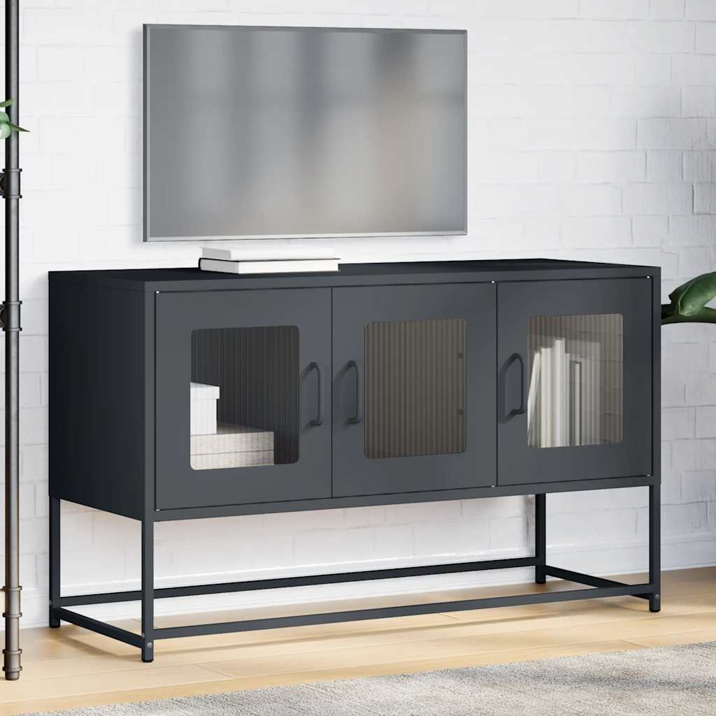 Tv-meubel 100,5x39x60,5 cm koudgewalst staal antracietkleurig