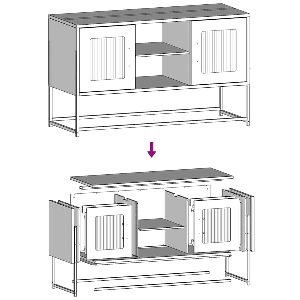 Tv-meubel 100,5x39x60,5 cm staal roze