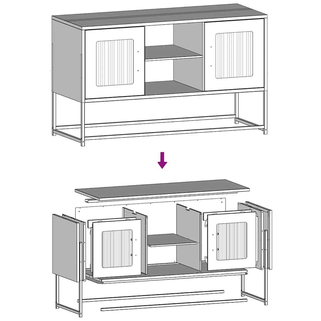 Tv-meubel 100,5x39x60,5 cm staal antracietkleurig