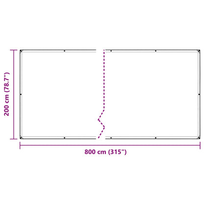 Doorzichtig zeildoek met zeilringen 2x8 m polyethyleen