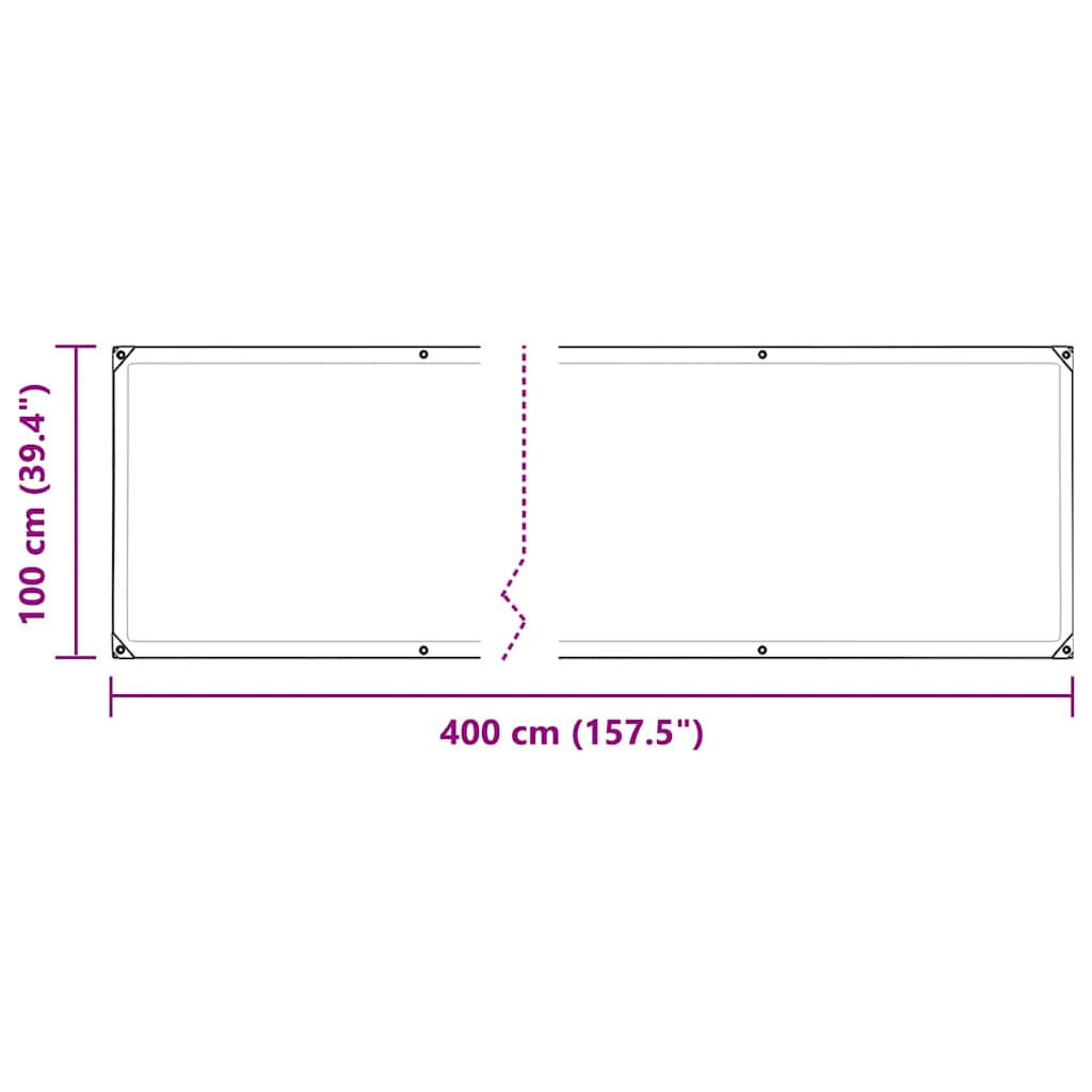 Doorzichtig zeildoek met zeilringen 1x4 m polyethyleen