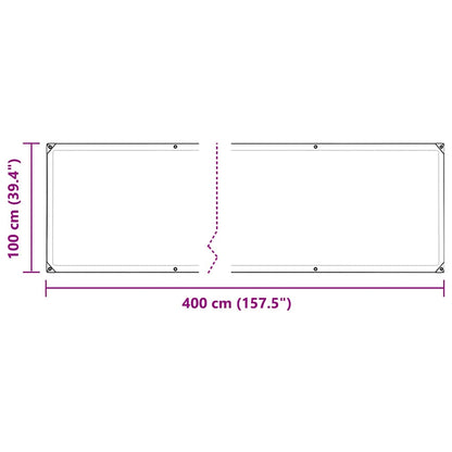 Doorzichtig zeildoek met zeilringen 1x4 m polyethyleen