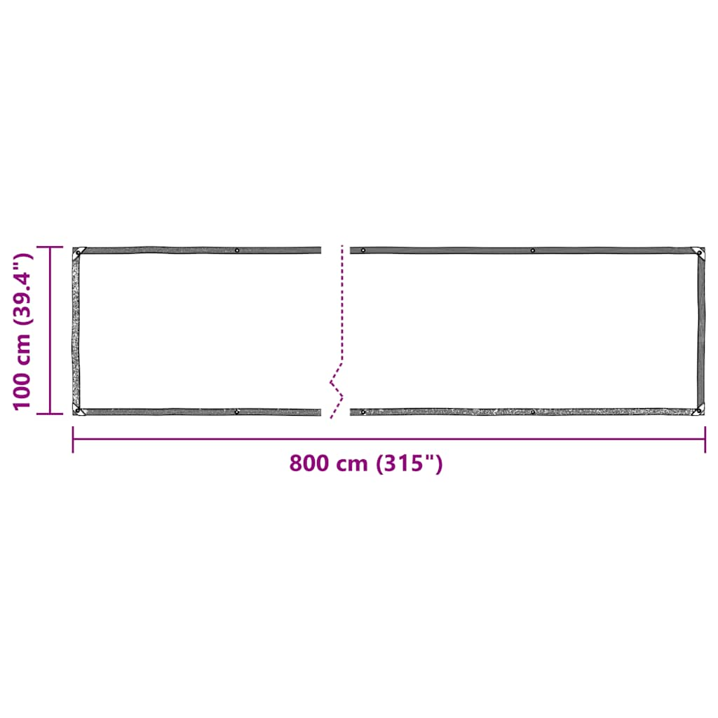 Doorzichtig zeildoek met zeilringen 1x8 m polyethyleen