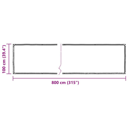 Doorzichtig zeildoek met zeilringen 1x8 m polyethyleen