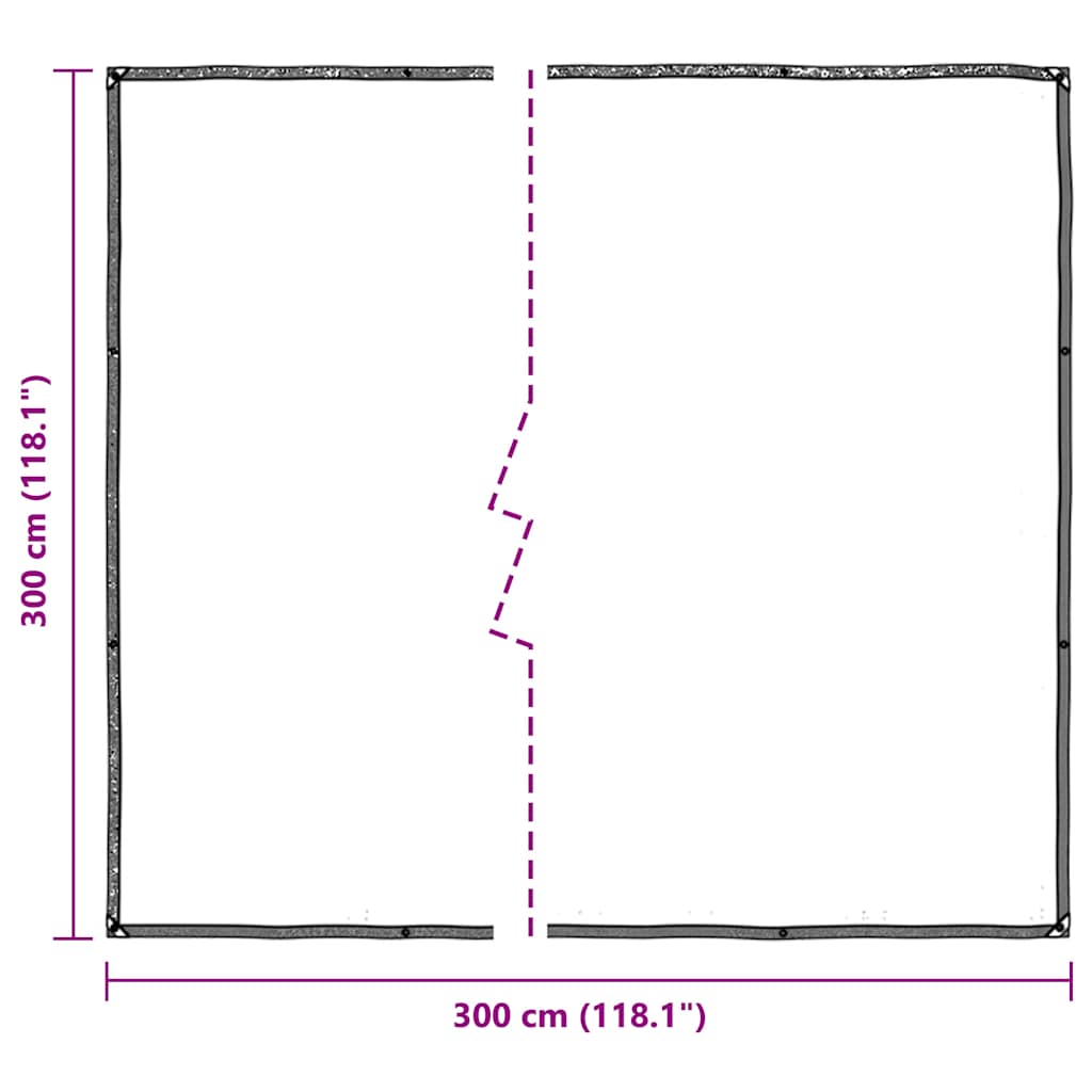 Doorzichtig zeildoek met zeilringen 3x3 m polyethyleen