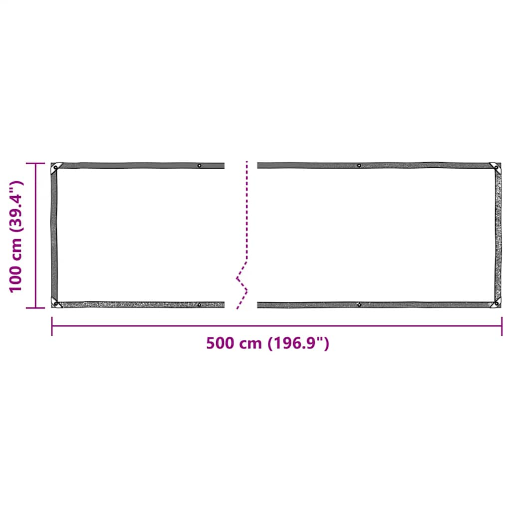 Doorzichtig zeildoek met zeilringen 1x5 m PVC