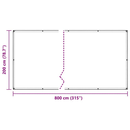 Doorzichtig zeildoek met zeilringen 2x8 m PVC